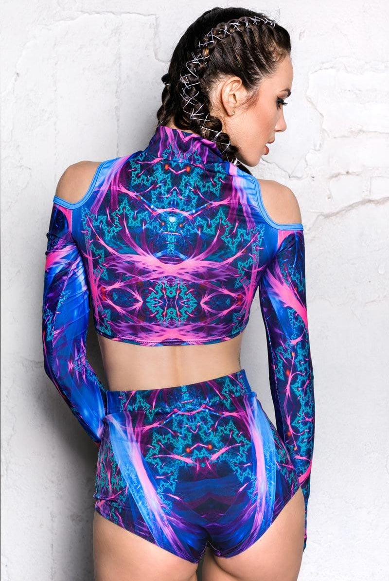 Electric Blue Booty Shorts Back View