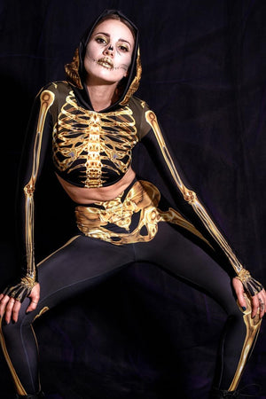 Gold Skeleton Hooded Top Full View