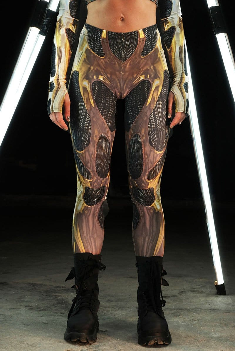 Golden Cyborg Leggings Close View