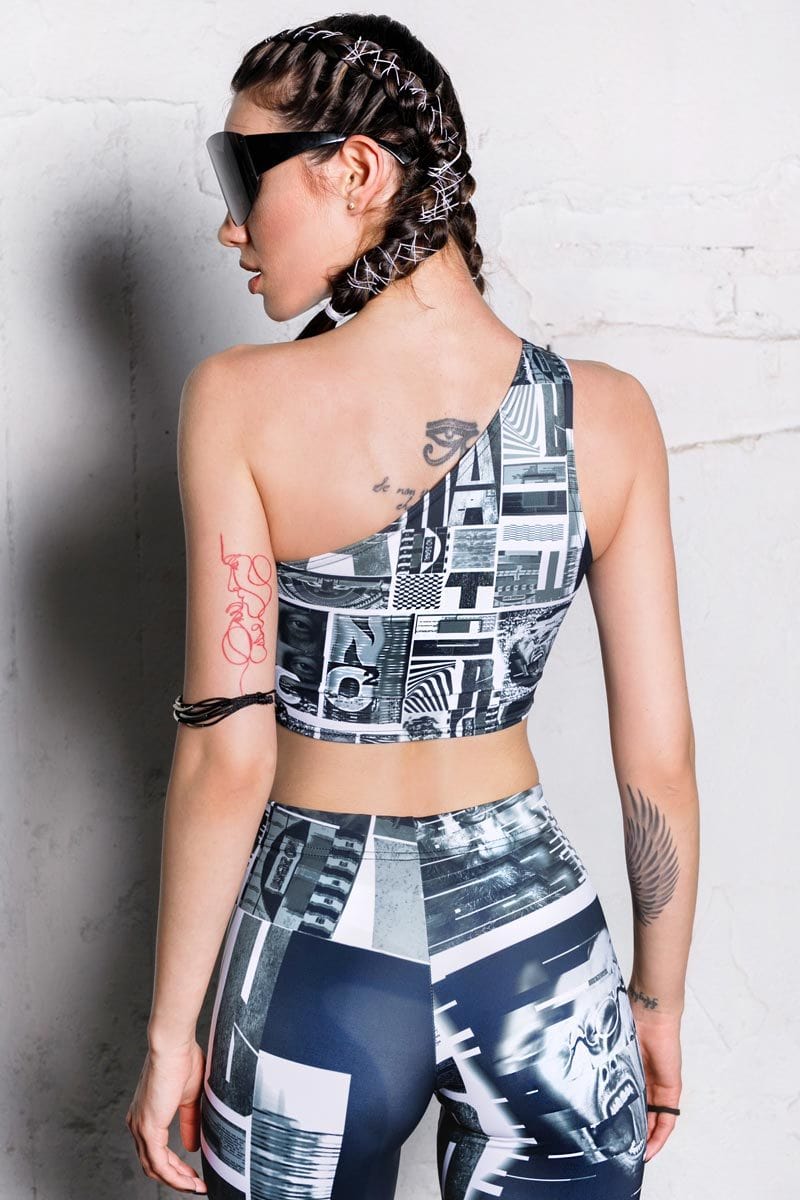 Hysteria One Shoulder Crop Top Back View