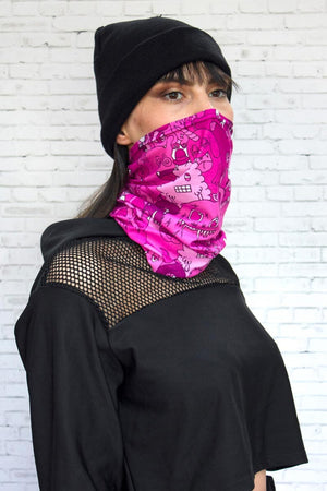 Pink Monsters Neck Gaiter Right View