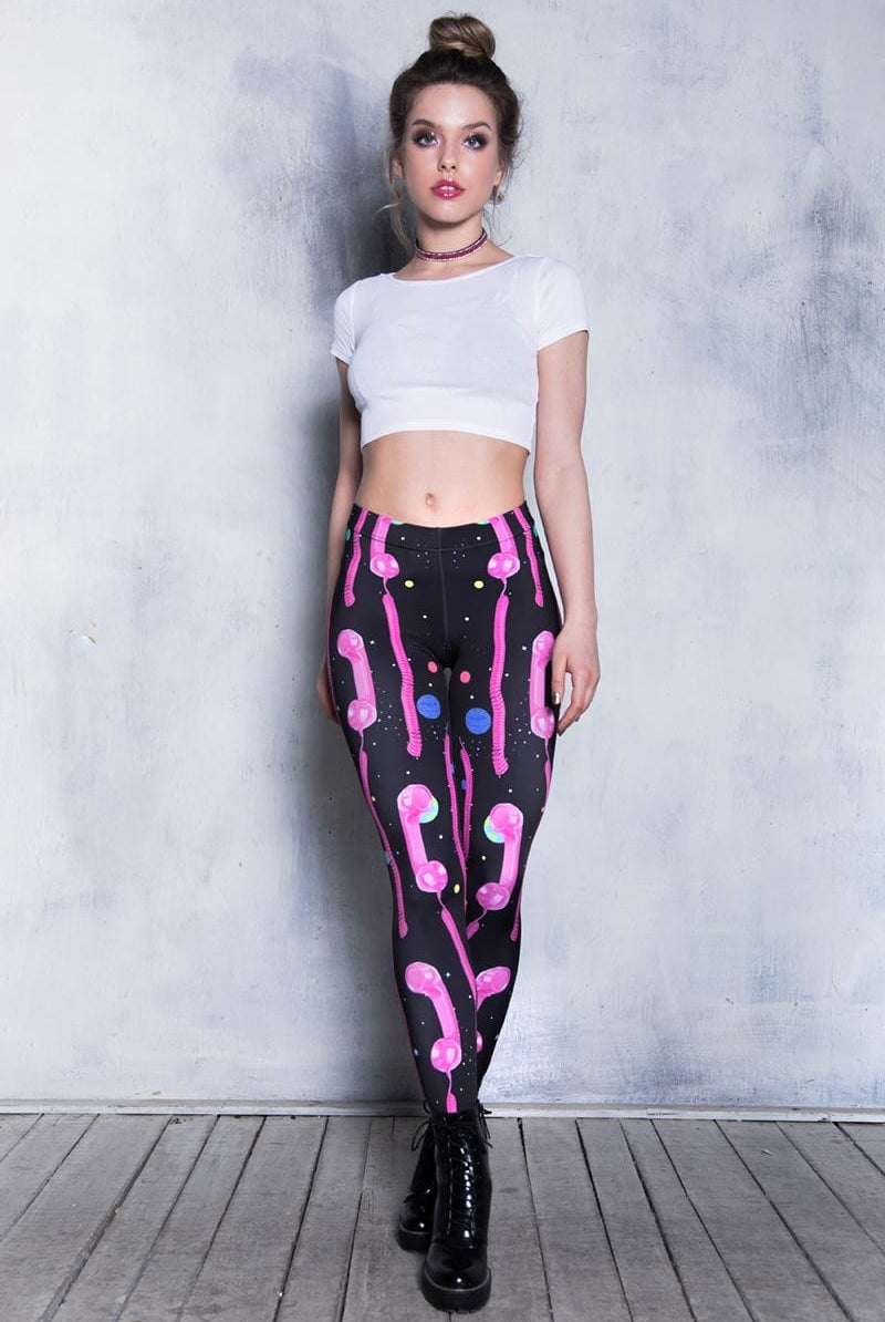 Pink Phone Leggings Front View
