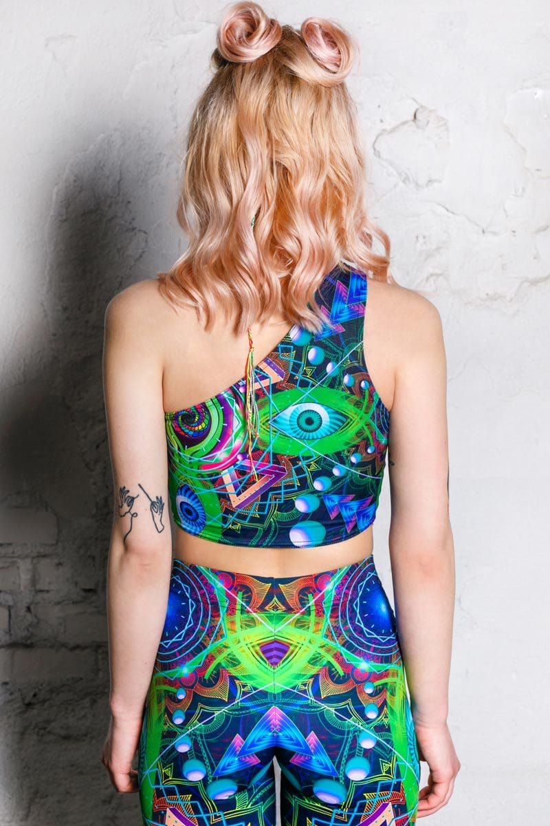 Psychedelic Travel One Shoulder Top Back View