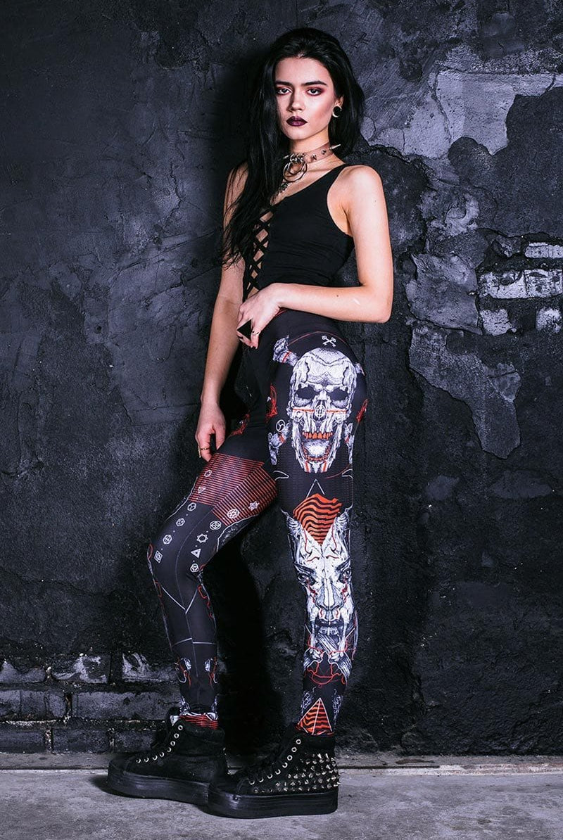 Punk Rock Skull Leggings Side View