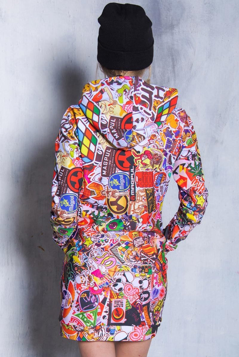 Sticker Bomb Hoodie Dress Back View