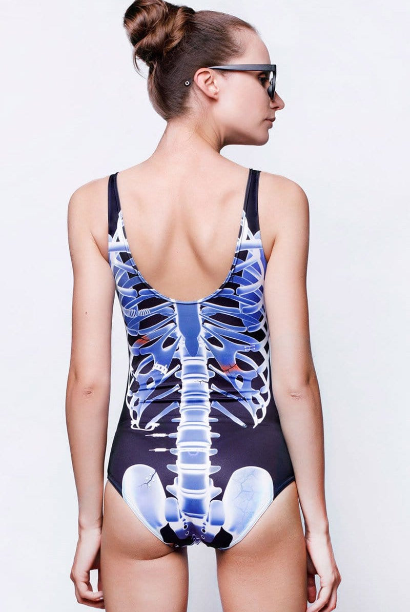 Skeleton One Piece Swimsuit Back View