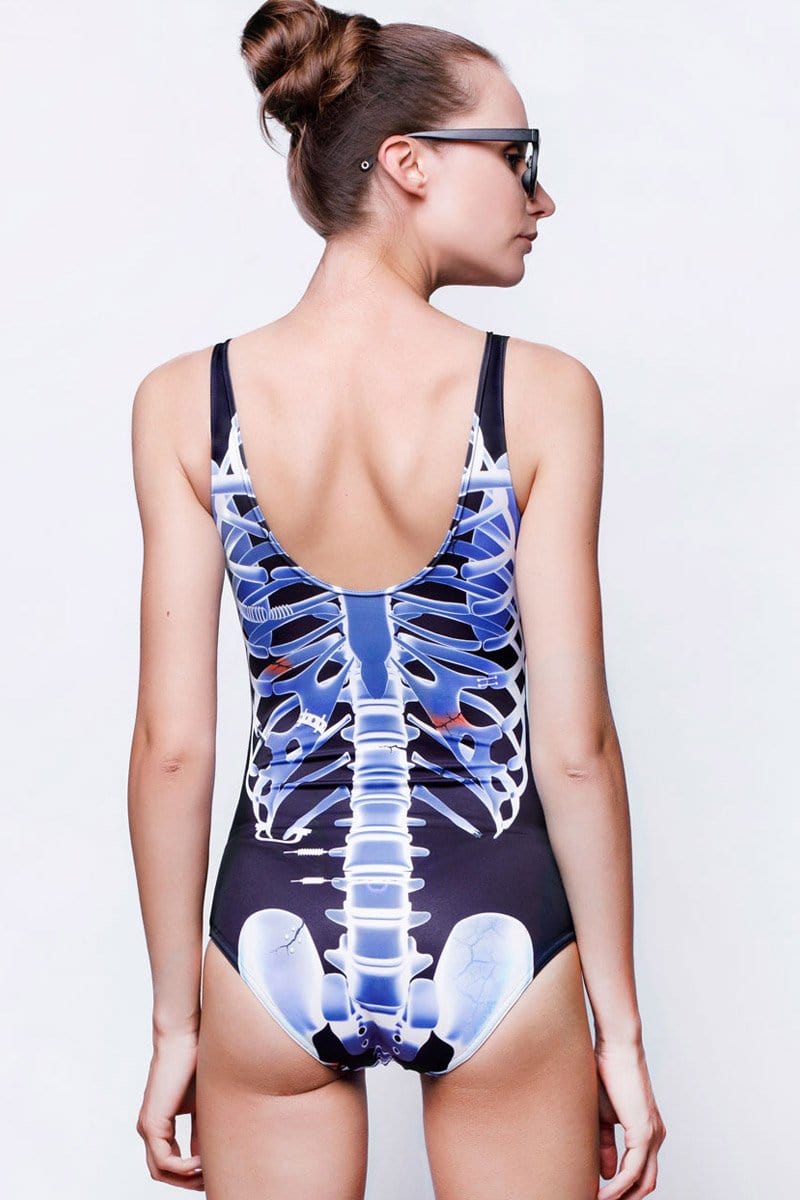 Skeleton One Piece Swimsuit Back View