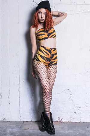 Tiger High Waisted Shorts Full View