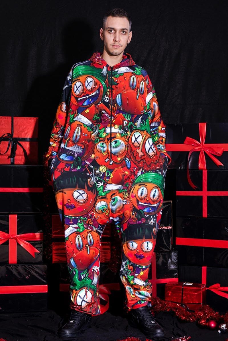 Devil Wears Tartan Onesie for Men Front View
