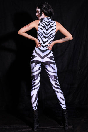 Zebra Sleeveless Costume Back View