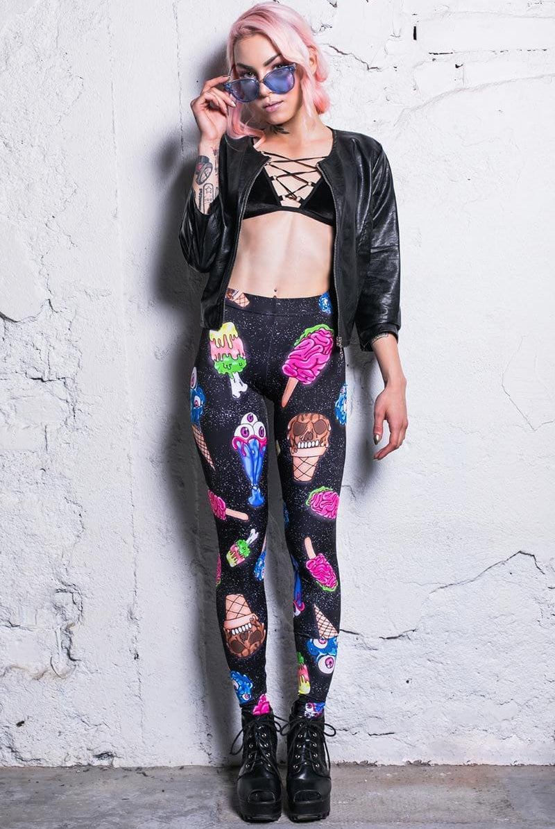 Zombie Ice Cream Leggings Front View