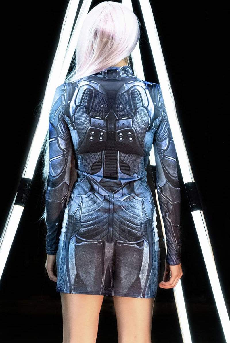 Titanium Armored Cosplay Dress Back View