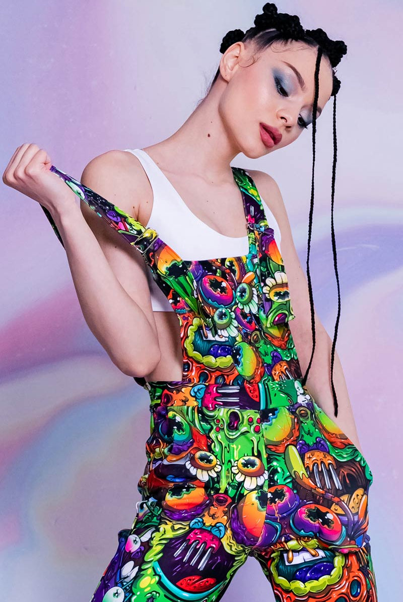 Drippy Aliens Overalls Close View