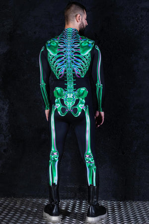 Emerald Skeleton Men Costume Back View