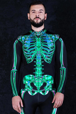 Emerald Skeleton Men Costume Close View