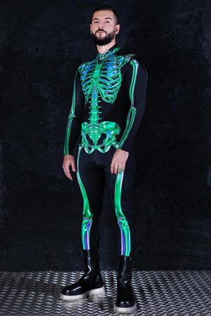 Emerald Skeleton Men Costume Side View