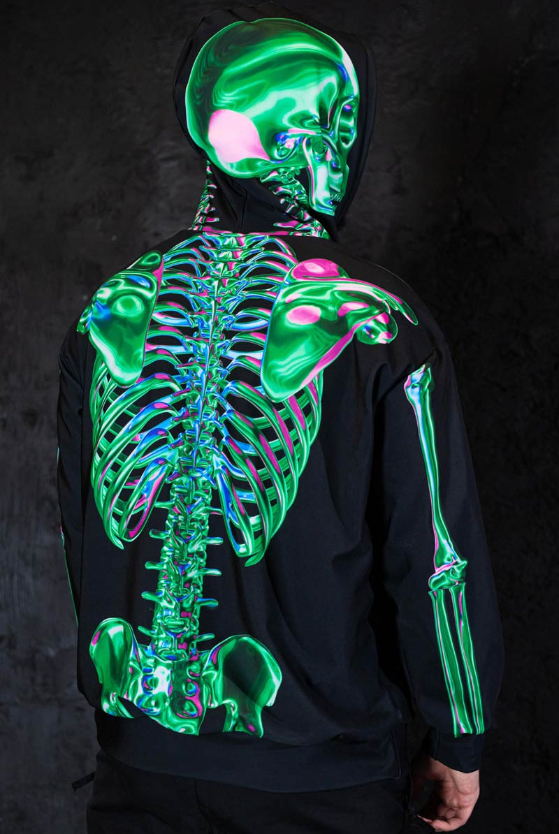 Emerald Skeleton Men Hoodie Back View