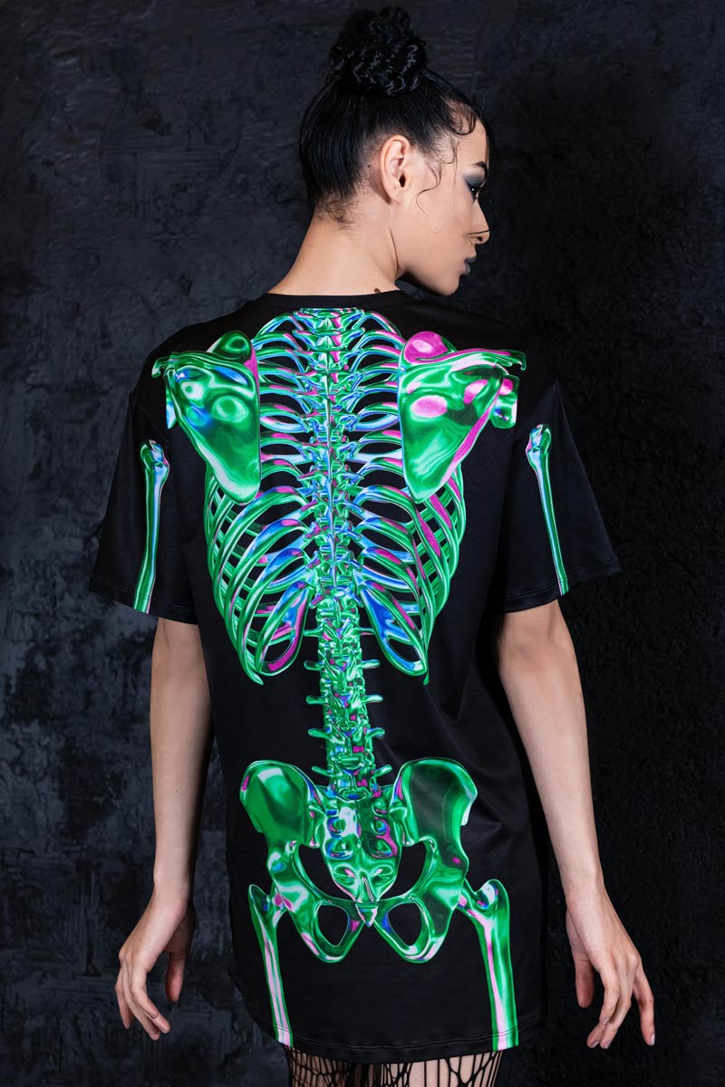 Emerald Skeleton Oversized Tee Dress Back View