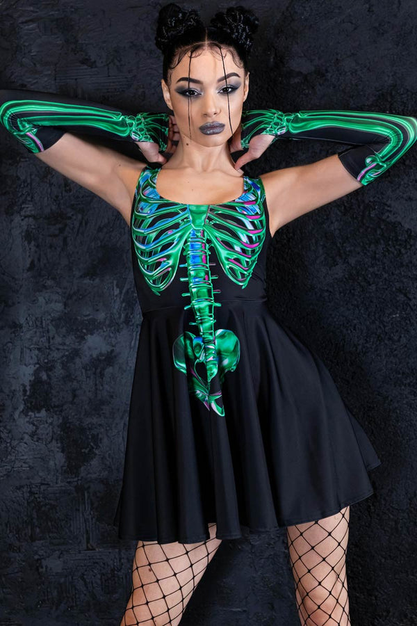 Emerald Skeleton Skater Dress for Halloween | Devil Walking