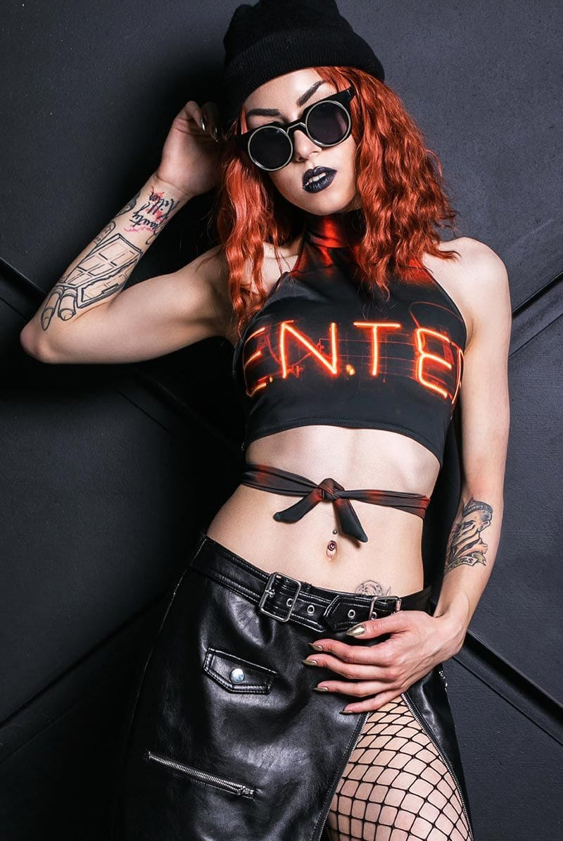 Enter Halter Neck Crop Top Front View