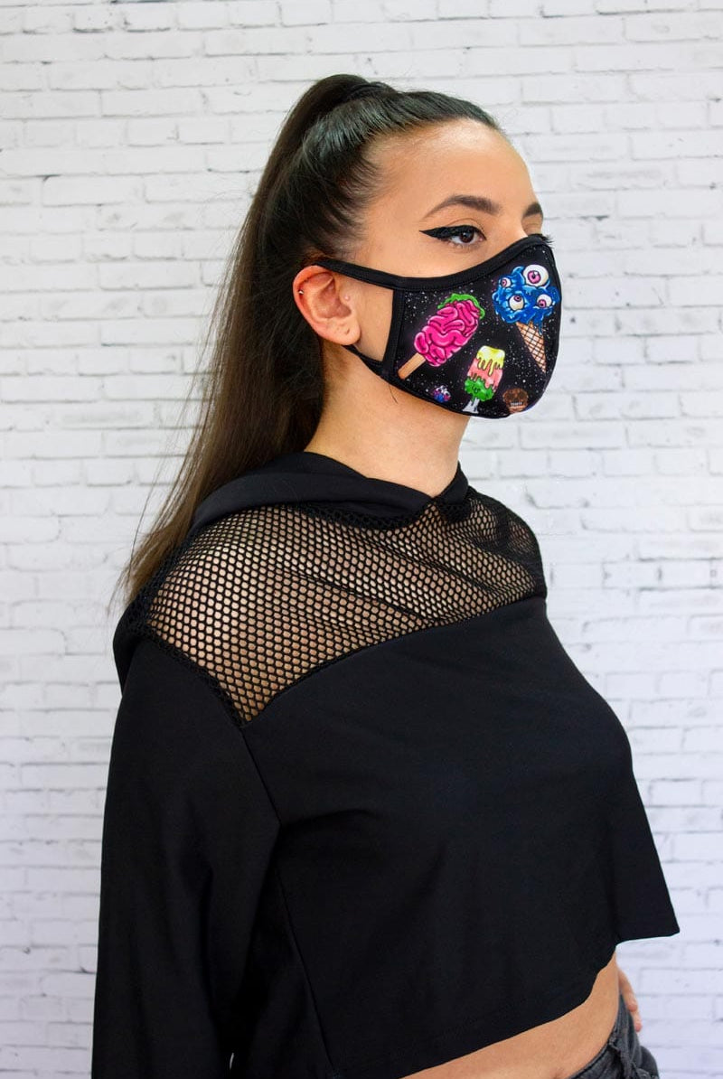 Ice Cream Reusable Face Mask Left View