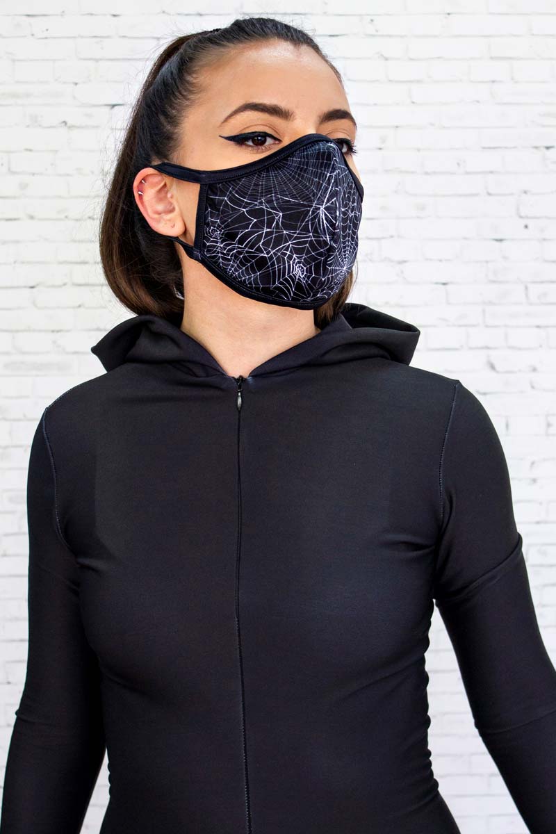 Spider Web Reusable Face Mask Left View