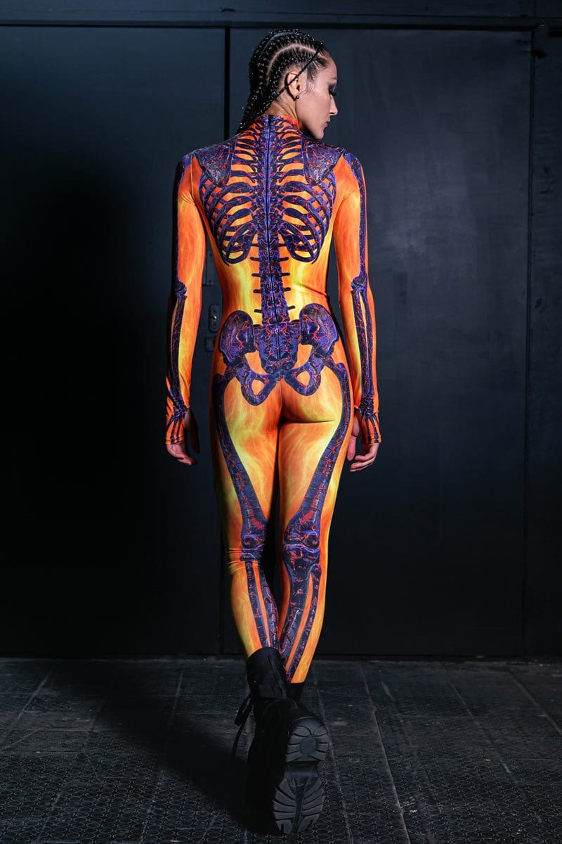 Fire Skeleton Costume Back View