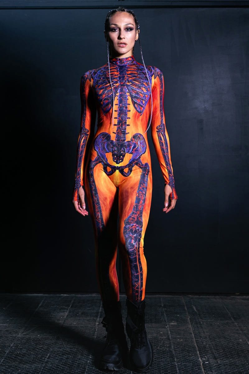 Fire Skeleton Costume Close View