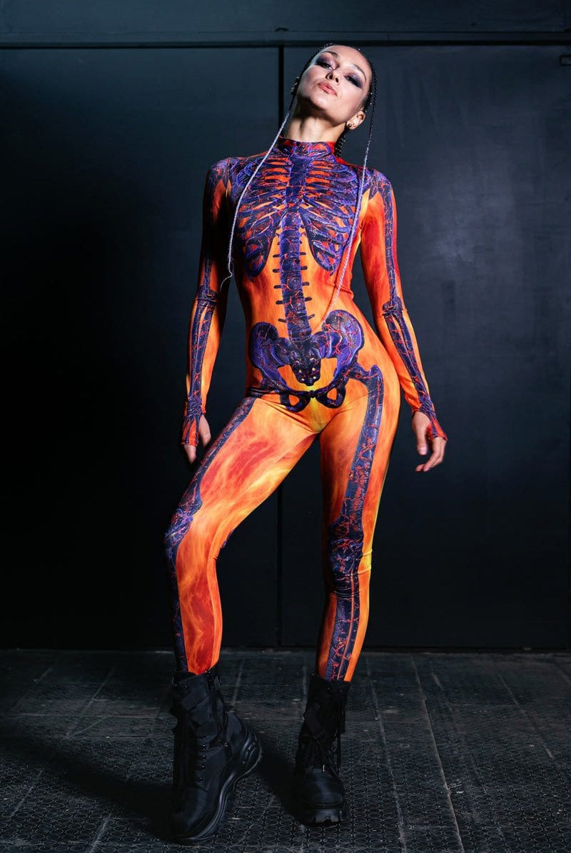 Fire Skeleton Costume Full View