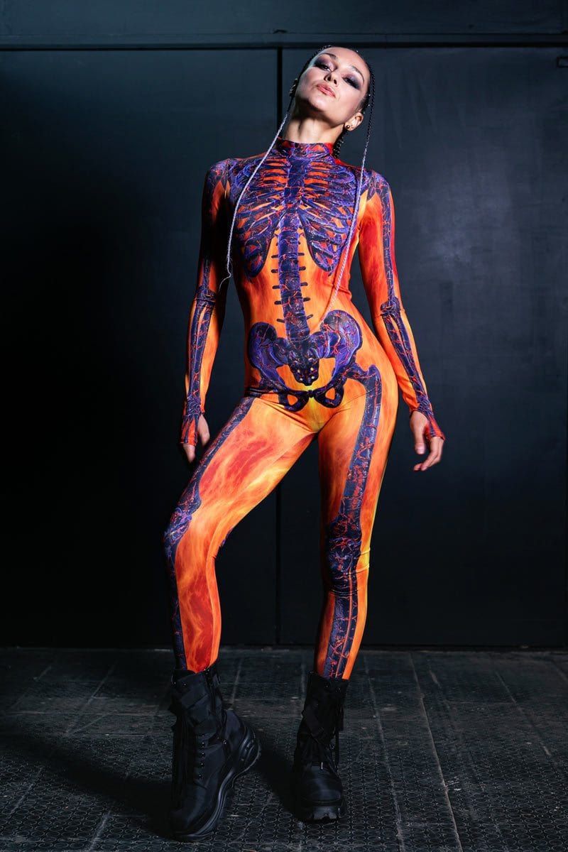 Fire Skeleton Costume Full View