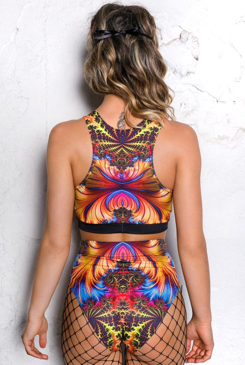 Flame Booty Shorts Set Back View