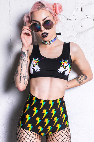 Rave Outfit Unicorn Shorts Set Front View