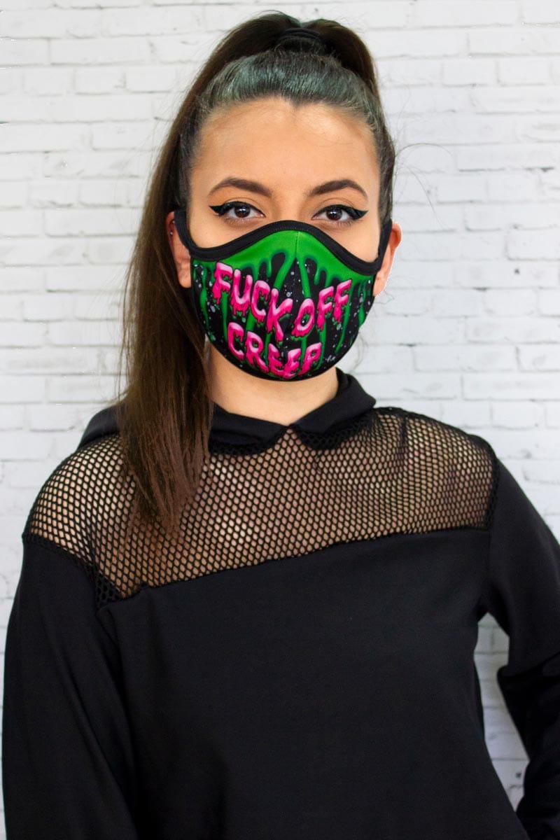 Fuck Off Creep Reusable Face Mask Close View
