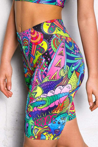 Rave Outfit Funky Wild Creatures Biker Shorts Close View