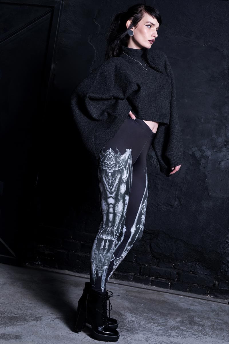 Goth Clothing - Gloria Sugar Skull Print Leggings – Gothikco