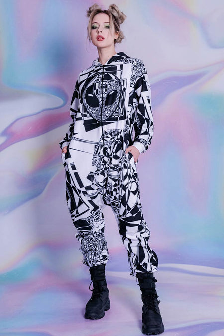 Rave Outfit Glitch Alien Onesie Full View