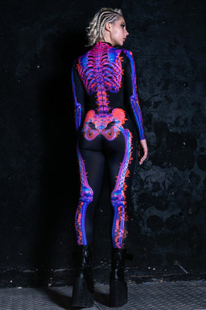 Glitch Skeleton Female Costume Back View