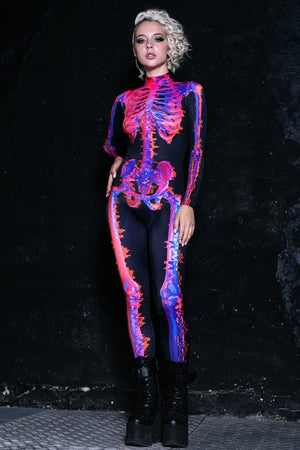 Glitch Skeleton Female Costume Full View