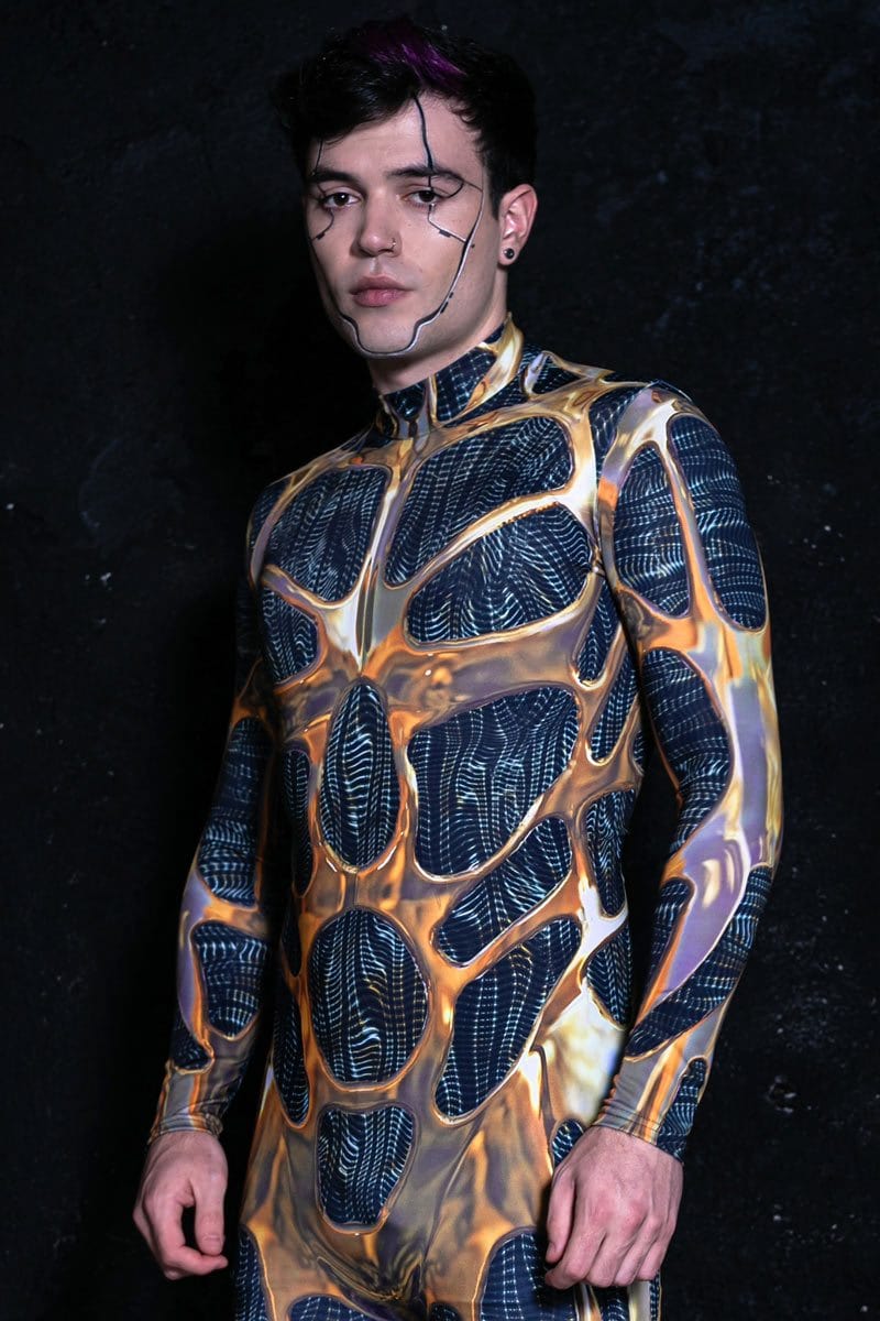 Gold Cyborg Male Droid Costume Front View