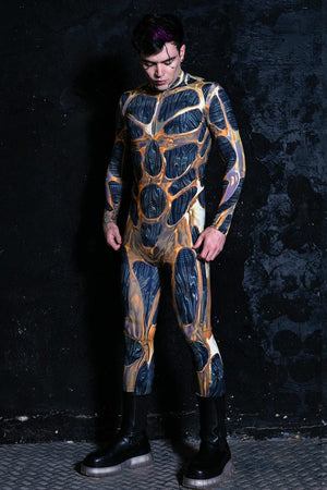 Gold Cyborg Male Droid Costume Full View