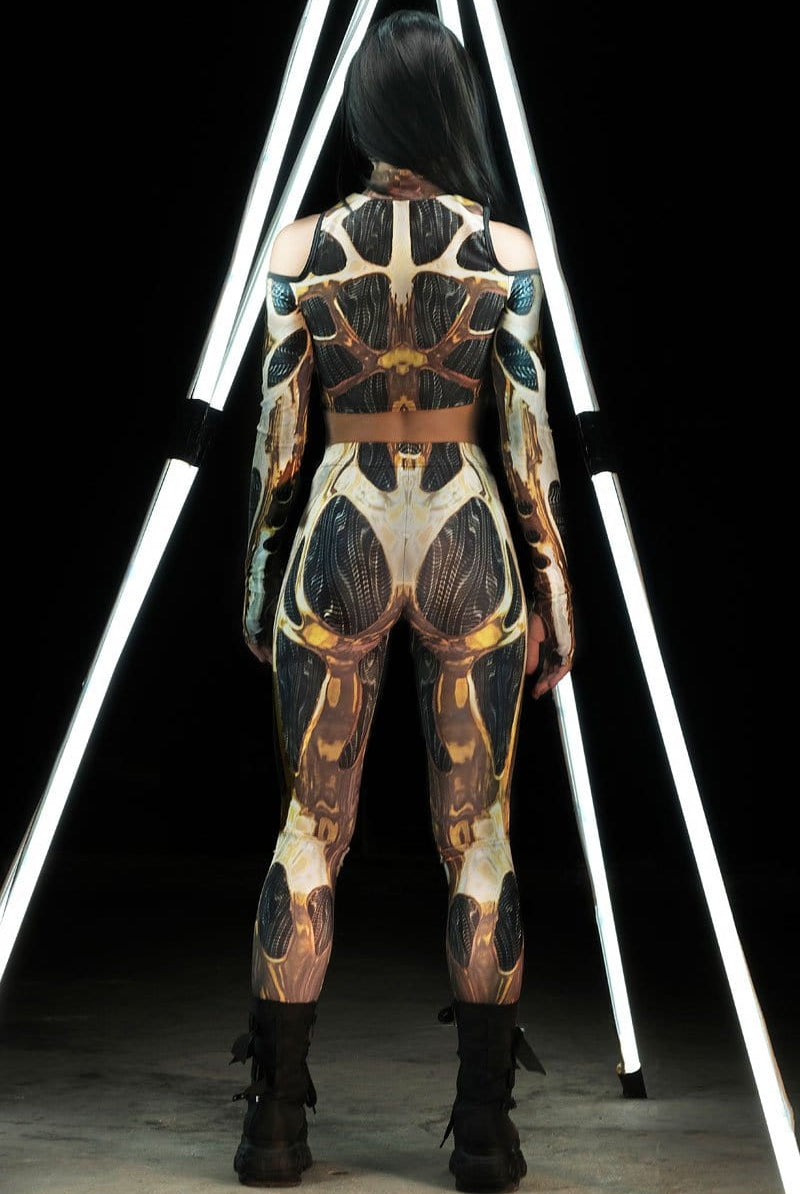 Golden Cyborg Leggings Back View