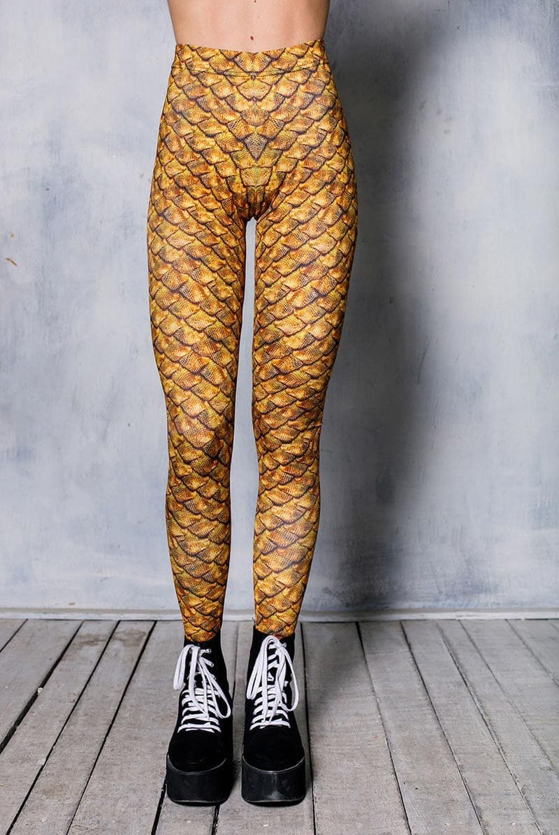 Golden Dragon Scale Leggings Close View