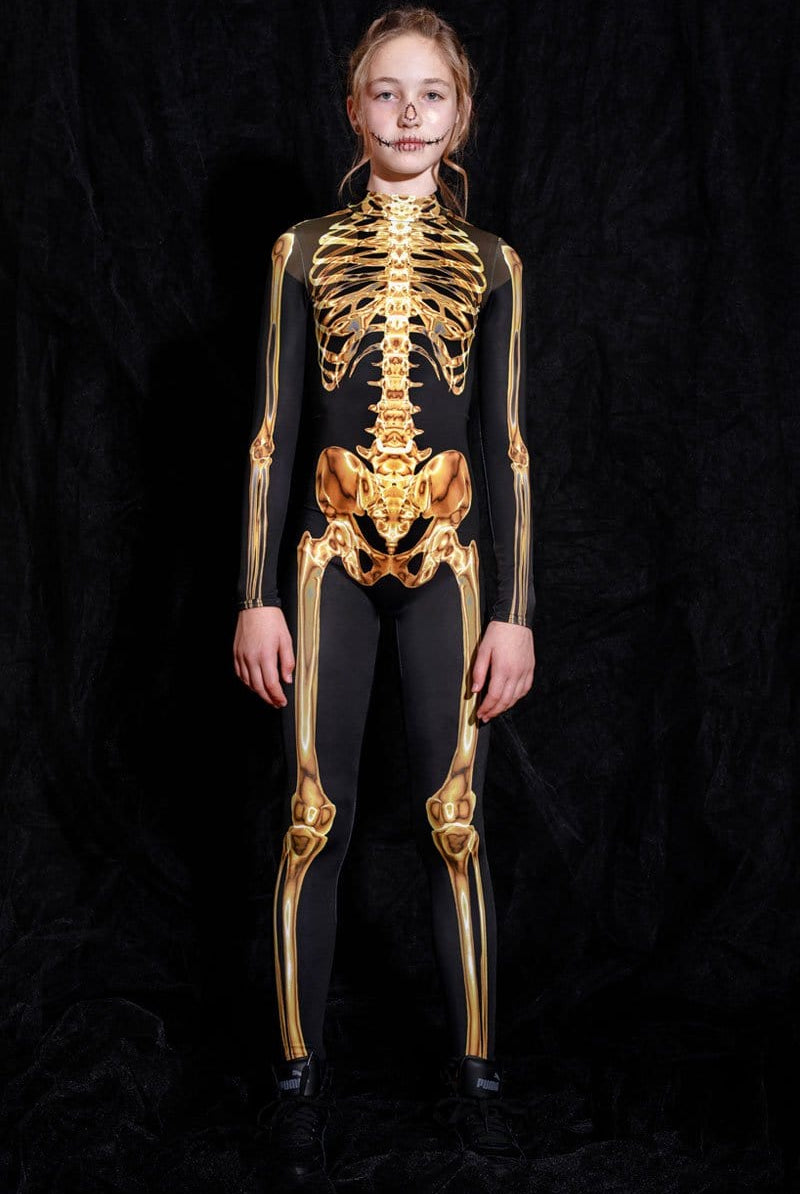 Golden Skeleton Kids Costume Full View