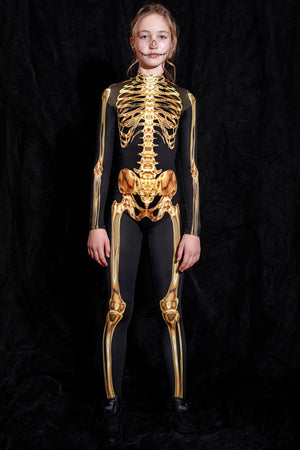 Golden Skeleton Kids Costume Full View