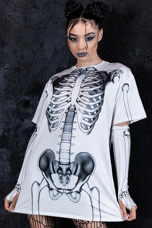 Graphic Skeleton Oversized Tee Dress Close View