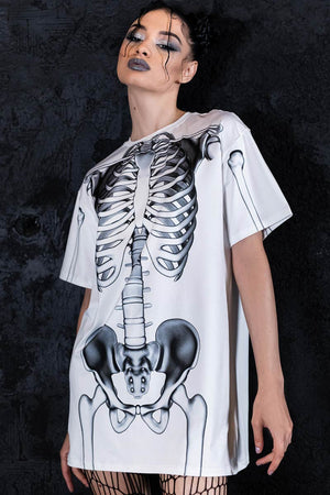 Graphic Skeleton Oversized Tee Dress 