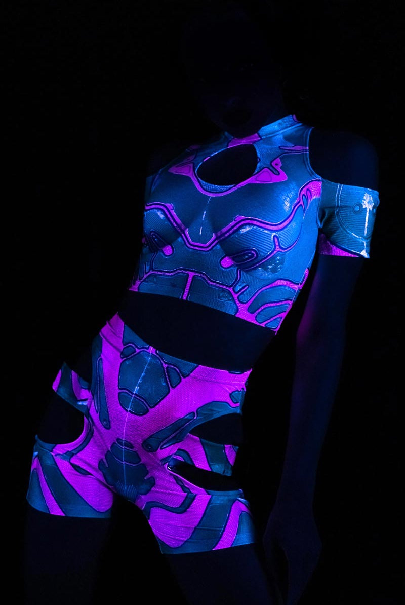 Green Assassin Doll Cold Shoulder Top Close View