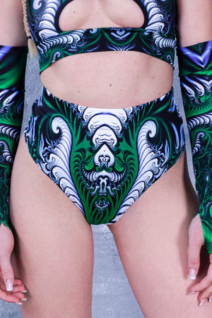 Green Serpent Booty Shorts Close View