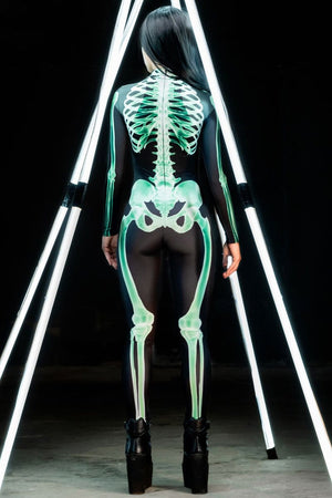 Green Skeleton Costume Back View
