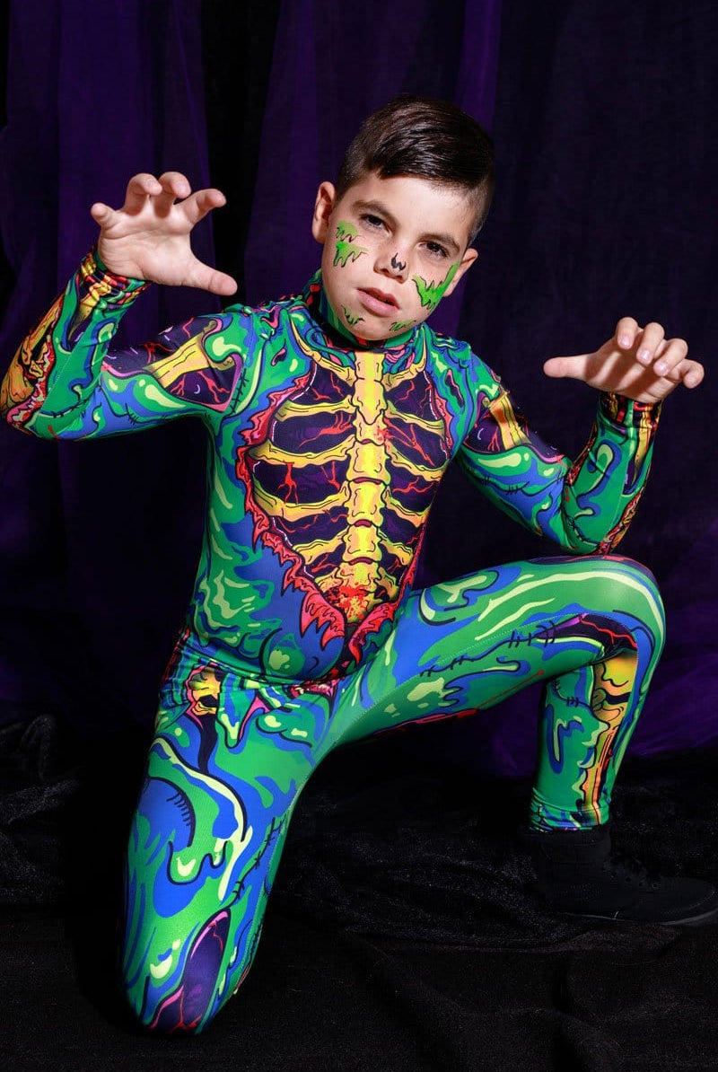 Green Zombie Kids Costume Close View